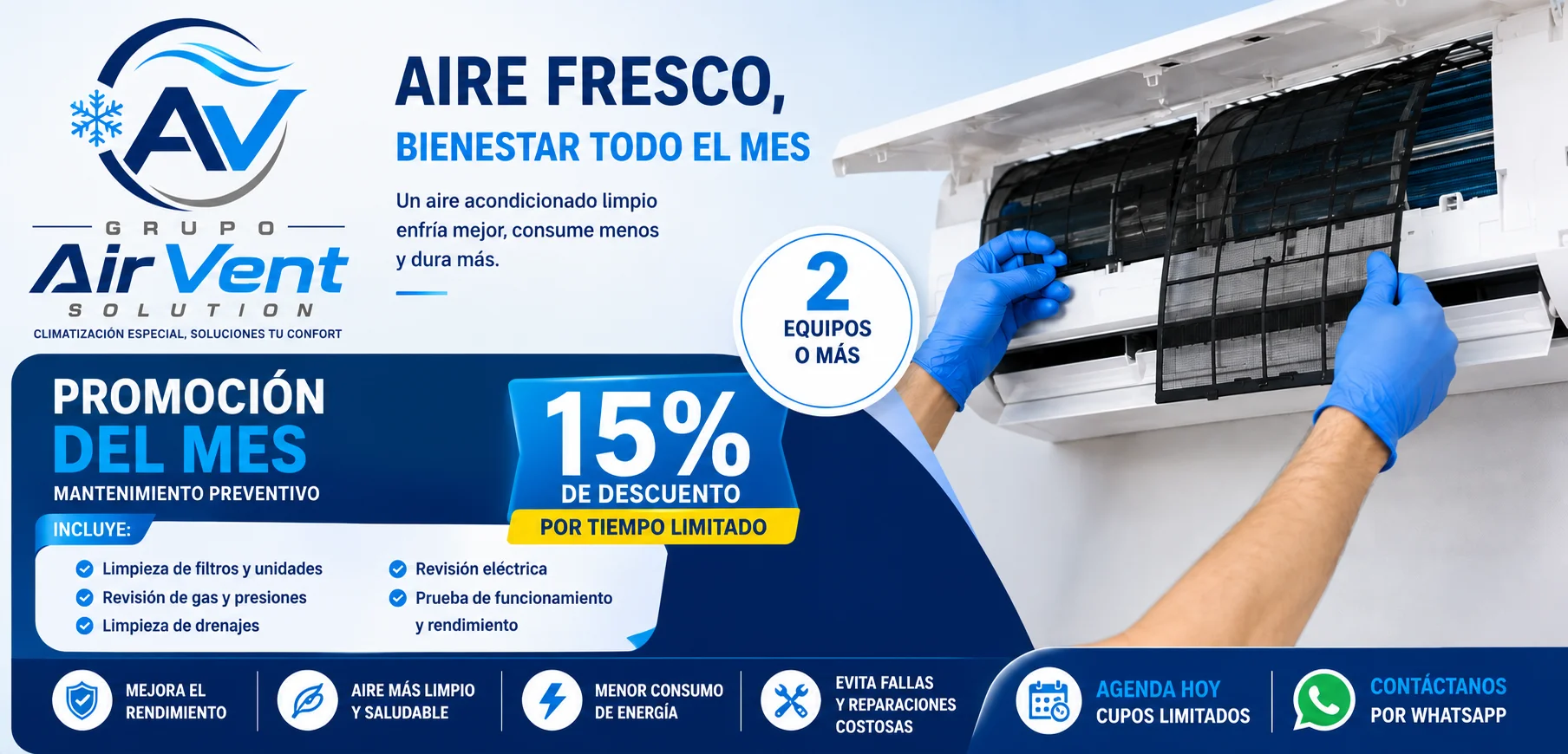 Banner promocional Air Vent Solution del lado derecho